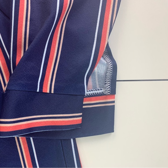 Women’s Long Sleeve London Striped Fitted One-Piece Costume Jumpsuit Size Large - Picture 6 of 16